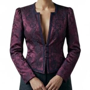 Vintage 80's Nah Nah Fitted Blazer Jacquard Renaissance Soutache Embroided